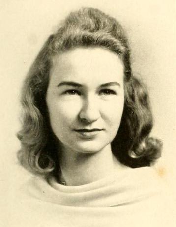 Senior portrait of Eleanor Elaine Thompson (Wortz) from the Catawba College yearbook the &quot;Sayakini&quot;, 1942. 