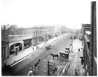 &quot;Wilmington Street business district, looking south, elevated view, Raleigh, NC, c.1915.&quot; From Carolina Power and Light (CP&L) Photograph Collection (Ph.C.68), North Carolina State Archives; call #: PhC68_1_126.