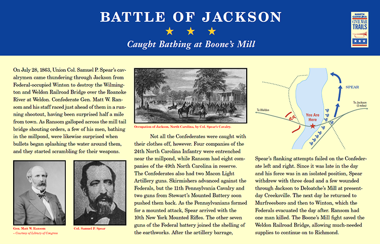 &quot;Battle of Jackson: Caught Bathing at Boone's Mill.&quot; Civil War Trails, Inc. CivilWarTraveler.com. 