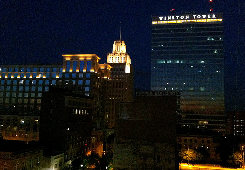 &quot;Winston-Salem Skyline at Night.&quot; Available from: Flickr Commons.