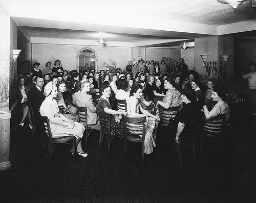 Beauty Shop Demonstration at Sir Walter Hotel May 27, 1942. Image courtesy of the North Carolina State Archives, call #: N.53.16.5374. 