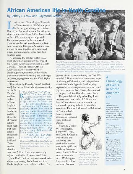 Article from the Tar Heel Junior Historian about the African American life in NC