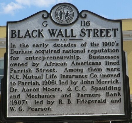 Read about Black Wall Street in Durham North Carolina
