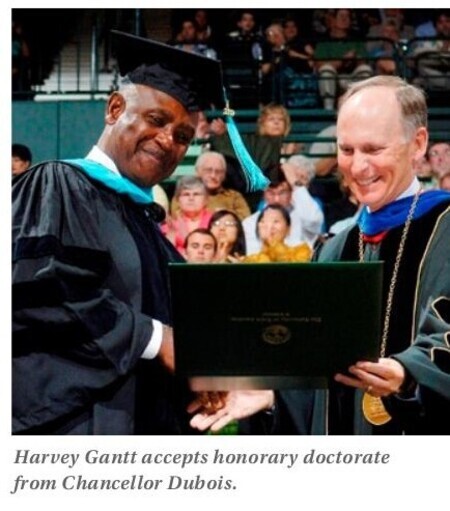 An article about Harvey Gantt receiving an honorary degree from UNC Charlotte