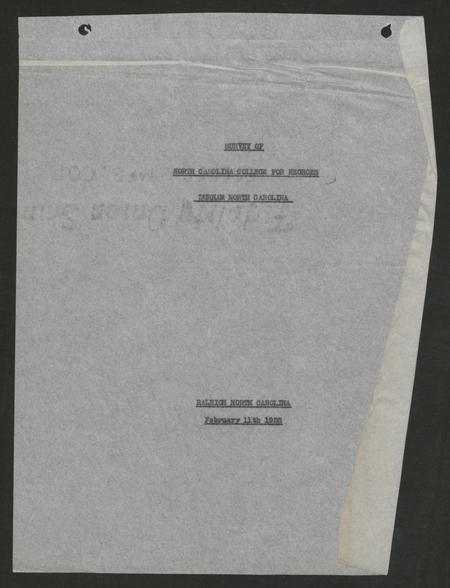 Various records for the Durham State Normal School for African Americans