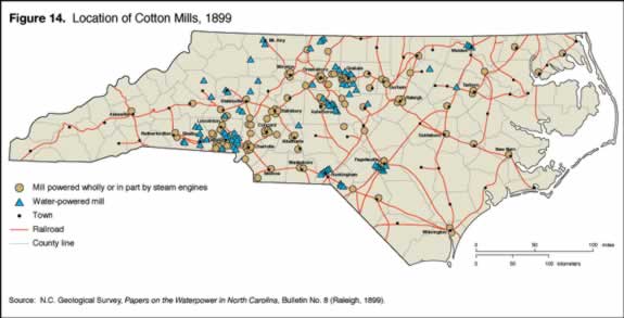 &quot;Location of Cotton Mills, 1899, figure 14 in the History chapter&quot;