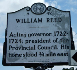 &quot;William Reed&quot; NC historical marker.