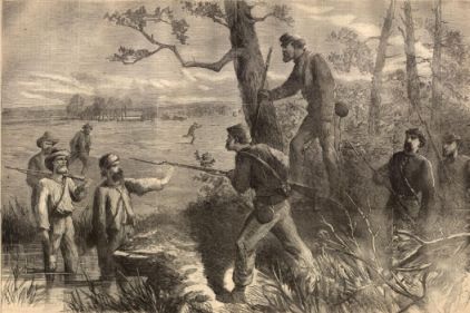 &quot;Rebel Deserters Coming Within Union Lines.&quot; Harpers Weekly, July 16, 1864. 