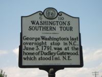 &quot;Washington's Southern Tour.&quot; Image of North Carolina Highway Historical Marker, G110, in Caswell County, North Carolina.  From the North Carolina Highway Historical Marker Program.  Used courtesy of the North Carolina Department of Cultural Resources. 