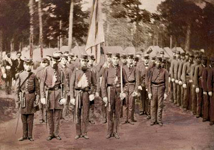 A photograph of the &quot;Confederate Greys&quot; company of Duplin County. Image from the North Carolina Museum of History, Accession #: H.19XX.332.162.
