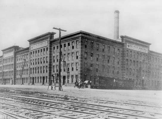 &quot;W. Duke, Sons & Co., branch of American Tobacco Co. ca. 1900.&quot; Image available from the Durham County Library. 