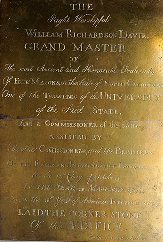 &quot;Plaque or cornerplate from Old East, 1793.&quot; Photograph. North Carolina Collection, Wilson Library Special Collections, University of North Carolina at Chapel Hill.