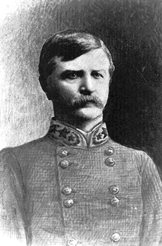 A retouched photograph of George Doherty Johnston in a hand drawn Confederate uniform &quot;George Doherty Johnston, 1832-1910&quot;. Photograph. [no date recorded on caption card]. LOT 4213. Prints and Photographs Division, Library of Congress.