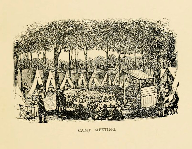 Pictorial depiction of a Methodist camp meeting, from W. L. Grissom's <i>History of Methodism in North Carolina</i>, published 1905 by the Publishing House of the M.E. Church South. Presented on Archive.org. Lee was apparently at a camp meeting in Hillsborough, N.C. in 1816 when he became sick and died.