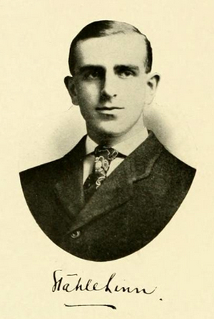 Senior portrait of Stahle Linn, from the 1907 University of North Carolina yearbook <i>The Yackety Yack,</i> Volume VII, p. 48, published by the Literary Societies and Fraternities, University of North Carolina, Chapel Hill, North Carolina.