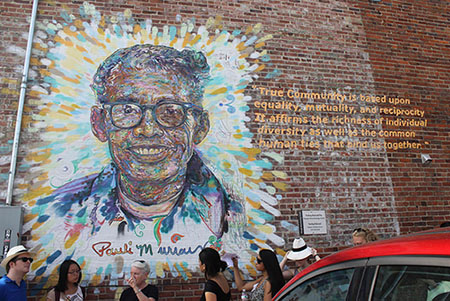 Photo of the Pauli Murray &quot;True Community Mural,&quot; Foster Street, Durham, N.C., by Connie Ma, August 22, 2014.  Flickr. Used under Creative Commons license CC BY-SA 2.0.