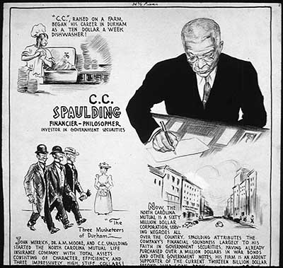 Alston, Charles Henry. "C.C SPAULDING - FINANCIER, PHILOSOPHER, INVESTOR IN GOVERNMENT SECURITIES, 1943." Poster. Series: Artworks and Mockups for Cartoons Promoting the War Effort and Original Sketches by Charles Alston, ca. 1942 - ca. 1945. Record Group 208: Records of the Office of War Information, 1926 - 1951. U.S. National Archives and Records Administration.