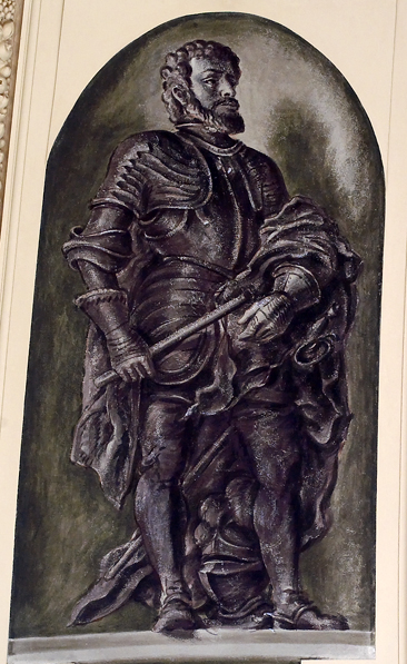 Fresco painting of &quot;Explorer Verrazano,&quot; located in the rotunda of the Alexander Hamilton U.S. Custom House, New York. NY.  Photograph by Carol M. Highsmith, 2007. Fresco by Reginald Marsh, 1937.  Image from the Carol M. Highsmith Archive, Library of Congress, Prints & Photographs Online Catalog. 