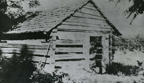 Photo of the (reputed) house of Nancy Hanks Licoln, mother of Abraham Lincoln. Near Belmont, NC. Image courtesy of the NC Museum of History.