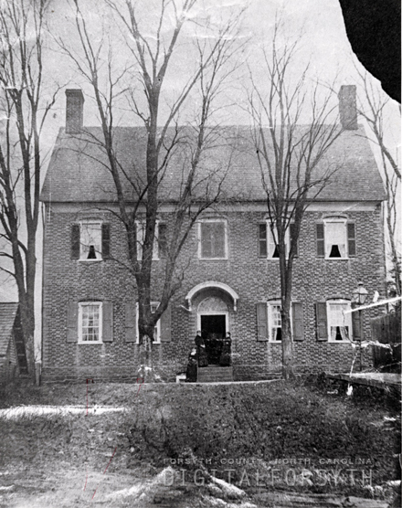 &quot;The Vierling House and Barn in Salem seen from the south on Church Street. Three unidentified women are seen on the front steps. Built in 1802 by Dr. Samuel Benjamin Vierling, the most renowned of Salem’s early physicians. The house was home to Dr. Vierling’s large family and thriving medical practice,&quot; from Digital Forsyth, published between 1875-1880 by Old Salem Museums and Gardens. Presented on Digital Forsyth.