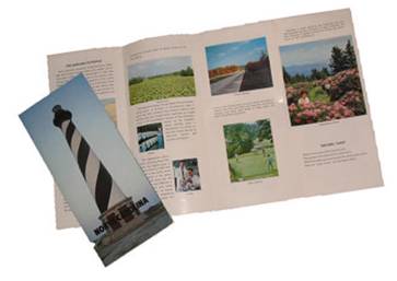 &quot;North Carolina,&quot; a brochure produced by the N.C. Department of Cultural Resources from the 1970s to the 1980s.  It included brief essays about the state's history, information about the state's emblems and symbols, and images of historic and popular sites.