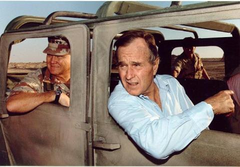 George H.W. Bush and Norman Schwarzkopf in Saudi Arabia