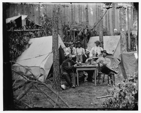 Civil War soldiers playing cards