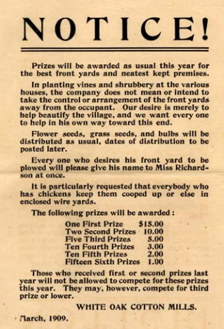 White Oak Cotton Mills: Notice!